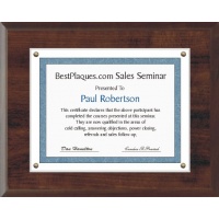 8.5X11 Certificate Plaque Kits Walnut Style - 12X15 Plaque holds an 8.5X11 Certificate