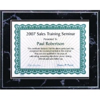 4X6 Best Value Slide In Plaque Kits Black Marble Style - 6X8 Plaque holds a 4X6 Certificate