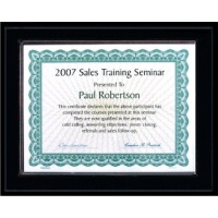 4X6 Best Value Slide In Plaque Kits Matte Black Style - 6X8 Plaque holds a 4X6 Certificate