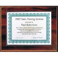 7X9 Walnut Style Plaque Best Value Slide In Holds 5x7 Certificate Assembled
