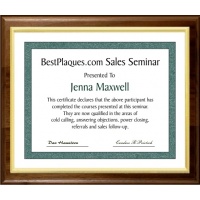 8.5x11 Certificate Plaques Slide In Genuine Walnut Style - 10.5x13 Plaques