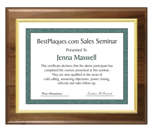 9X12 Certificate Plaques Slide In Genuine Walnut Style - 12X15 Plaques
