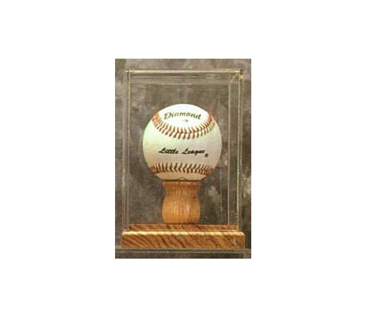 Single Baseball Oak Base Display