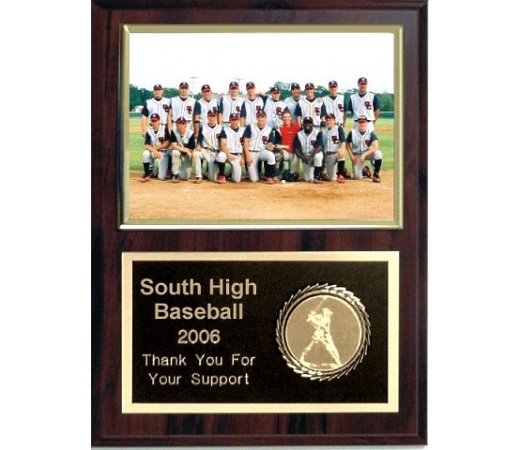 5X7 Memory Mate Deluxe Plaques Walnut Style - 9X12 Plaque Fits a 5X7 Photo With Sports Emblem