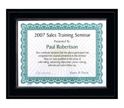 6X8 Matte Black Style Plaque Best Value Slide In Holds 4X6 Certificate Assembled